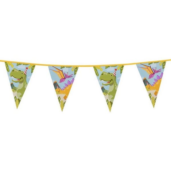 Boland Hängedekoration Dino Wimpelkette 6 m, Deko für Dinosaurier.Freund: Mache Deine Party zum Jurassic Park!