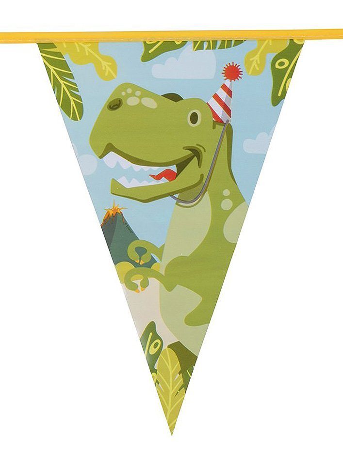 Boland Hängedekoration Dino Wimpelkette 6 m, Deko für Dinosaurier.Freund: Mache Deine Party zum Jurassic Park! – Bild 2 von 5