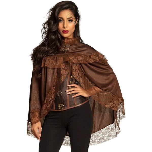 Boland Umhang Steampunk Cape, Bronzefarbener Überwurf für Steampunk-Ladies