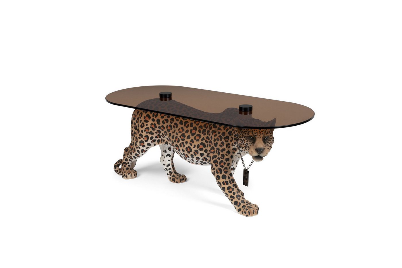 Bold Monkey Beistelltisch Retro Beistelltisch Couchtisch Dope As Hell Panther Rauchglasplatte – Bild 2 von 5