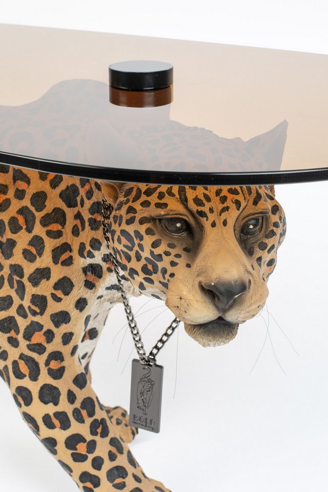 Bold Monkey Beistelltisch Retro Beistelltisch Couchtisch Dope As Hell Panther Rauchglasplatte – Bild 3 von 5