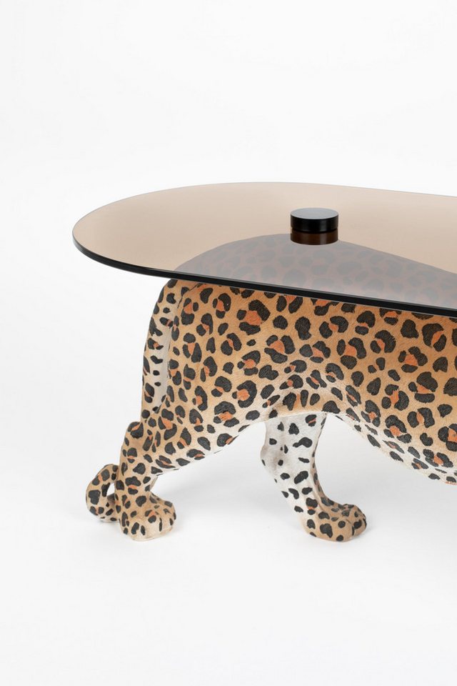 Bold Monkey Beistelltisch Retro Beistelltisch Couchtisch Dope As Hell Panther Rauchglasplatte – Bild 4 von 5