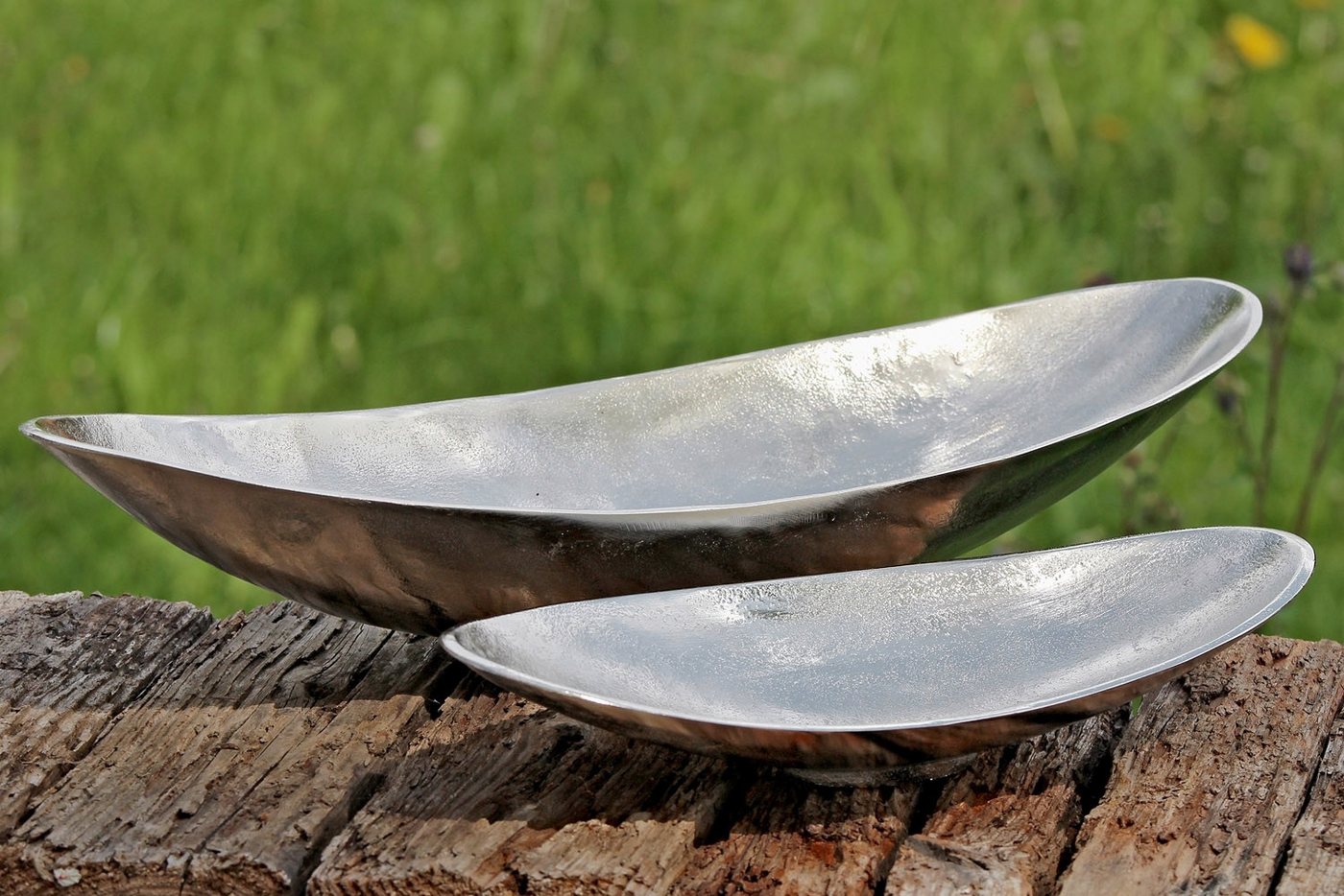 BOLTZE GRUPPE Dekoschale PHÖNIX, B 51 cm, T 19 cm, Silbergrau, Aluminium (1 St), vernickelt – Bild 2 von 3