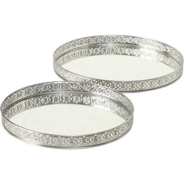 BOLTZE GRUPPE Dekotablett Dekotablett Suin Eisen silber Ø 26/30 cm 2er Set