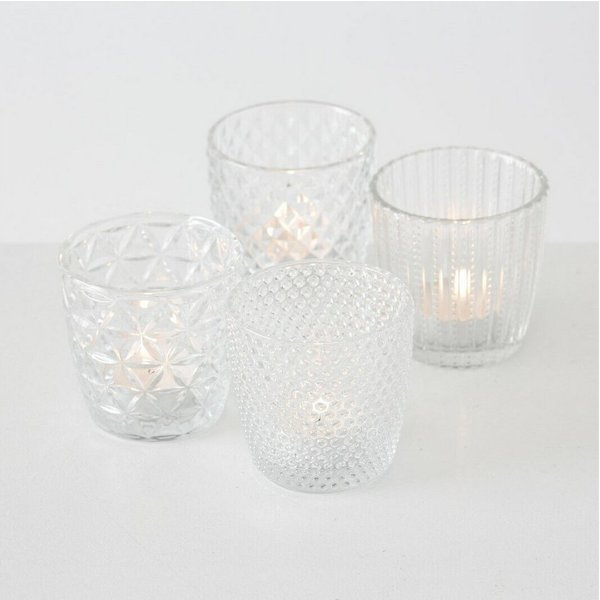 BOLTZE GRUPPE Teelichthalter Teelichthalter Marilu Glas lackiert klar H.7,5 cm Ø.7,5 cm 4-teilig