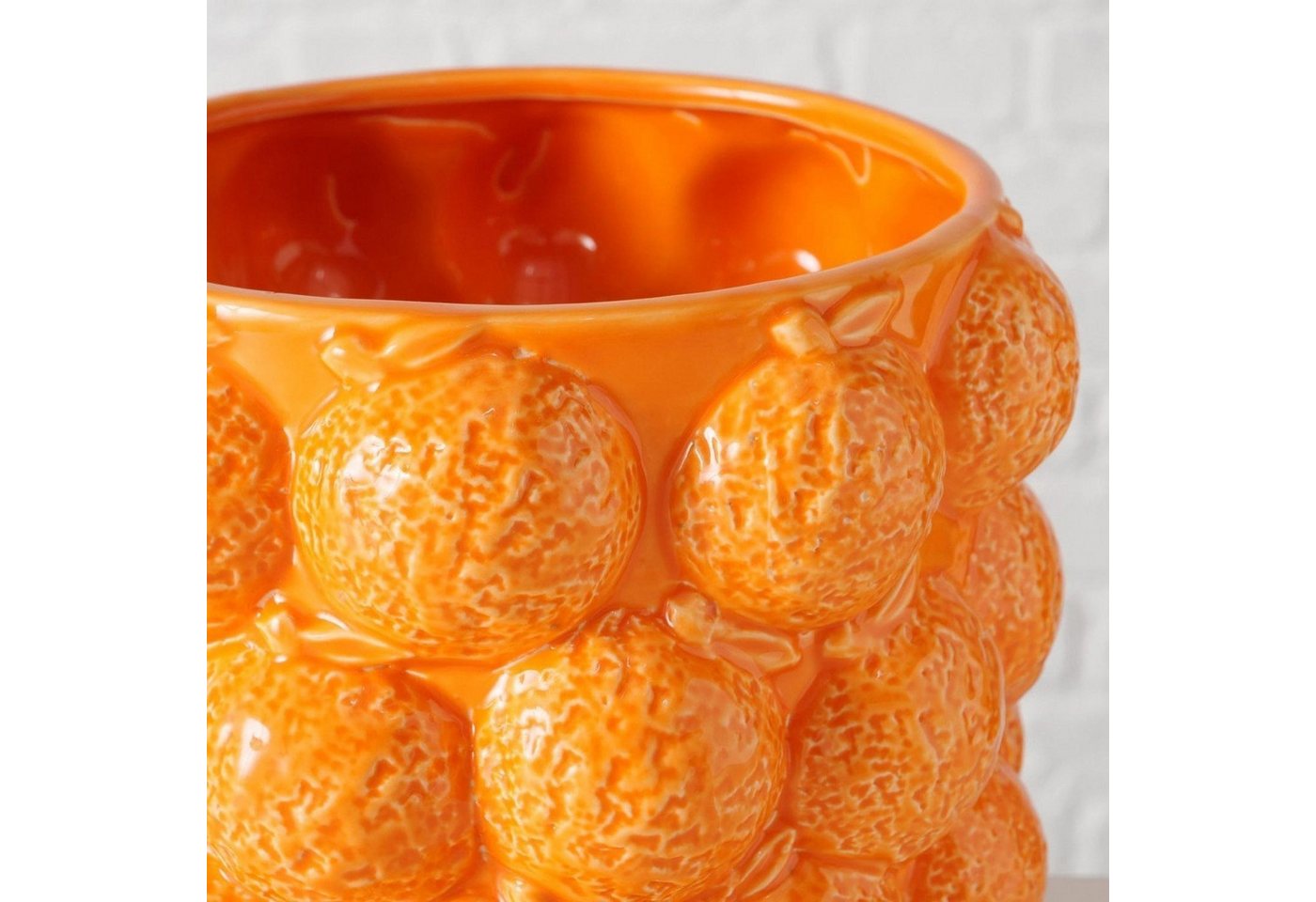 BOLTZE GRUPPE Übertopf ORANGE, Ø 17 x H 15 cm, Porzellan, (1 St), mit Orangen aus Porzellan verziert – Bild 3 von 4