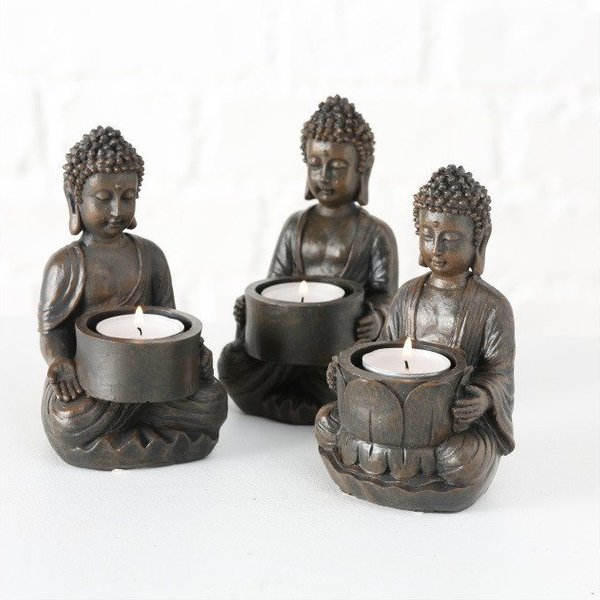 BOLTZE Teelichthalter Buddha 3er-Set - Teelichthalter (3 St)