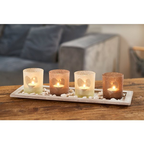 BOLTZE Teelichthalter Windlichtset, 6 tlg., Glas lackiert, Teelicht
