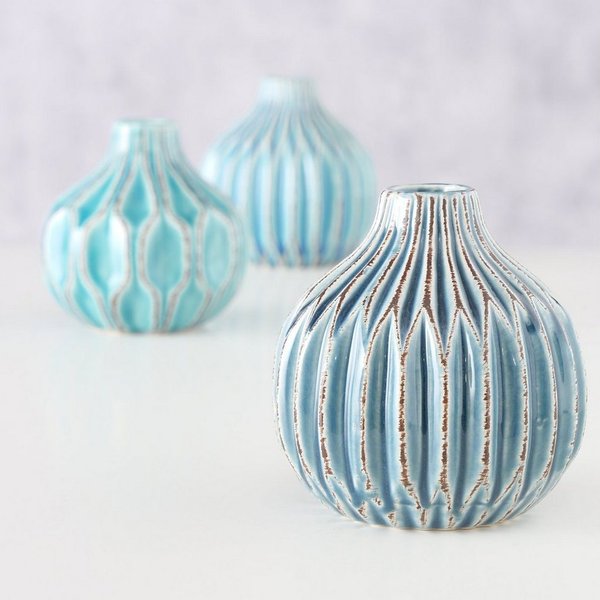 BOLTZE Tischvase 3er Set Vase Lenja, türkis