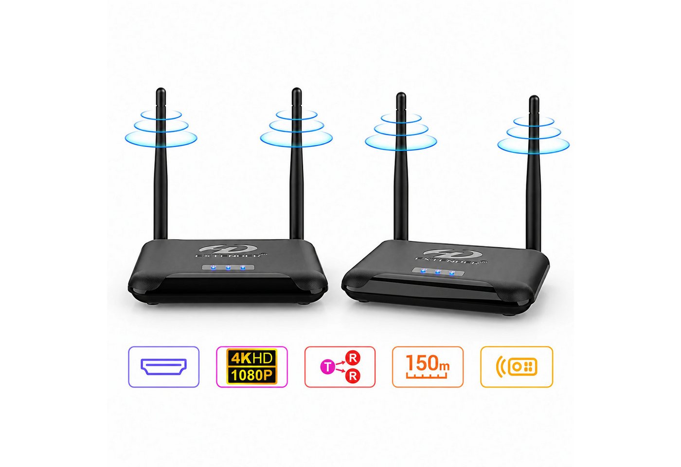 Bolwins A81D HDMI Wireless Transmitter & Receiver drahtlos Übertragung 4K 150m Audio- & Video-Adapter HDMI zu HDMI, 0 cm, Wireless Transmitter & Receiver – Bild 2 von 5
