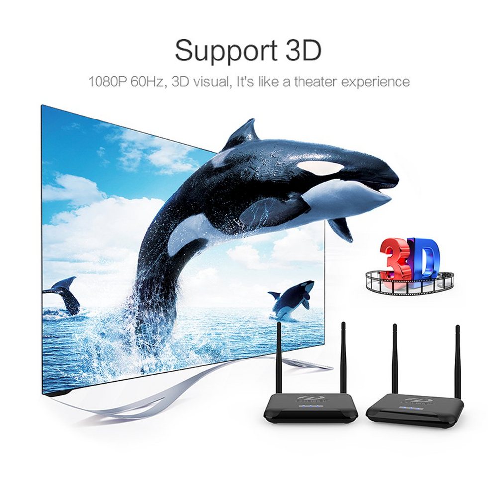 Bolwins A81D HDMI Wireless Transmitter & Receiver drahtlos Übertragung 4K 150m Audio- & Video-Adapter HDMI zu HDMI, 0 cm, Wireless Transmitter & Receiver – Bild 5 von 5