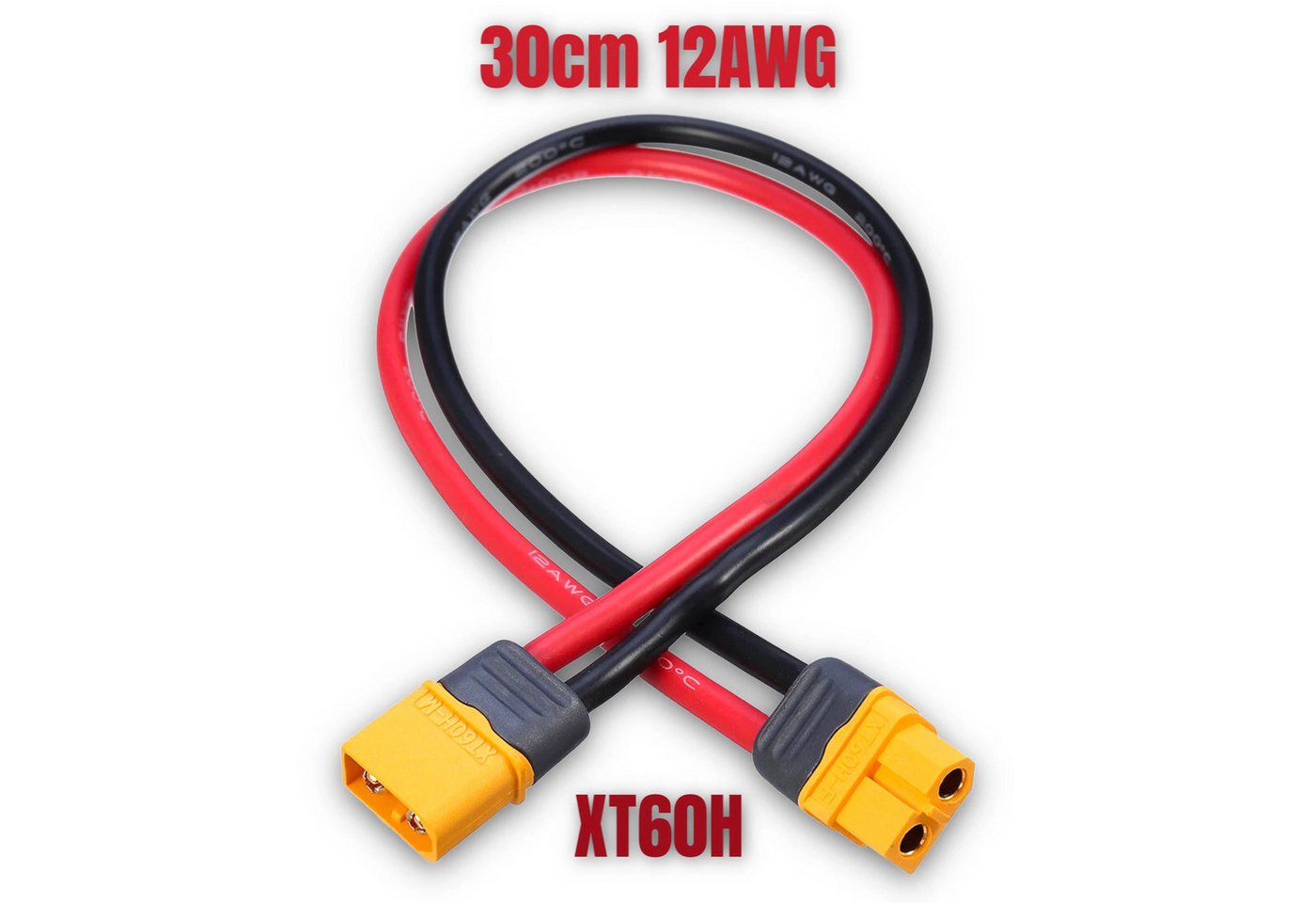 Bolwins C72 XT60H Buchse zu Stecker Strom Verlängerungskabel Adapterkabel 30cm Stromkabel, XT60 Stecker (männlich), XT60 Buchse (weiblich) (30 cm), Hochflexible – Bild 3 von 5