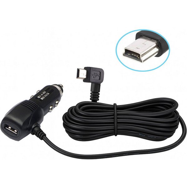 Bolwins G66C 3,5m KFZ Auto Ladegerät Adapter Kabel USB + mini USB 5pin für GPS Autoladekabel, Zigarettenanzünder Stecker, USB-Buchse + Mini-USB 5-Pin Stecker (a