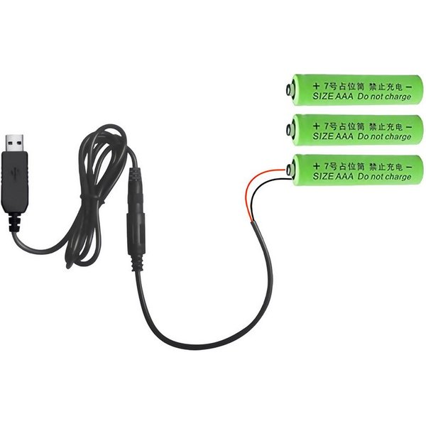 Bolwins H03 USB -AAA Batterie Adapter 4,5V Stromkabel Stromversorgung USB 1m Stromkabel, USB-A, USB Typ A (100 cm), Ersetzt 3× AAA-Batterien durch stabile USB-S