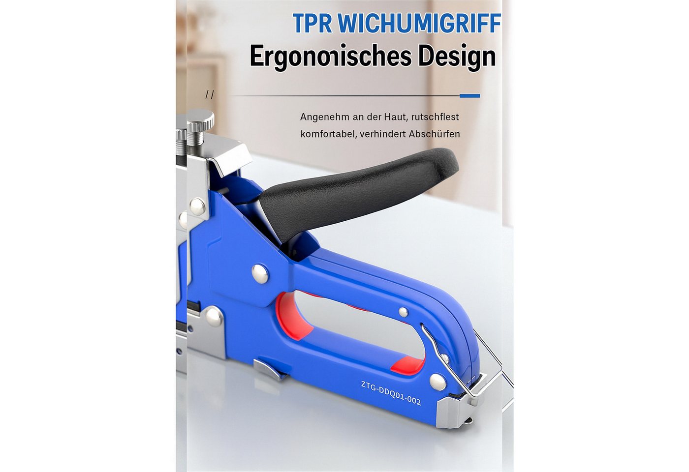 Bolwins Handtacker A07C 4in1 Profi Handtacker mit 800 Klammern Tacker Hefter Heftklammer, 0 in V, 4-in-1 Handtacker, Einstellbare Schlagkraft – Bild 4 von 5