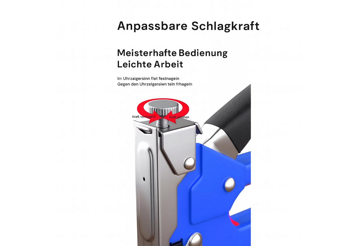 Bolwins Handtacker A07C 4in1 Profi Handtacker mit 800 Klammern Tacker Hefter Heftklammer, 0 in V, 4-in-1 Handtacker, Einstellbare Schlagkraft – Bild 5 von 5