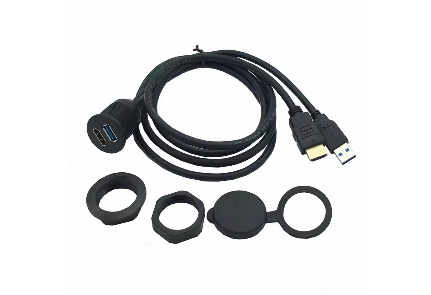 Bolwins L38C USB 3.0 A + HDMI Verlängerung Panel-Mount 1m Kabel Armaturenbrett HDMI-Kabel, USB 3.0 A + HDMI, USB 3.0 + HDMI (100 cm), 2-in-1 Kombikabel – USB 3. – Bild 2 von 5