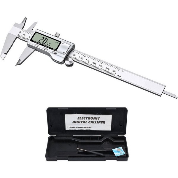 Bolwins Messschieber H35C Digital Messschieber Schieblehre LCD Edelstahl Messschieber 150mm, 1, max. 150 mm, Set, 1-St., inkl. Aufbewahrungsbox und Ersatzbatter