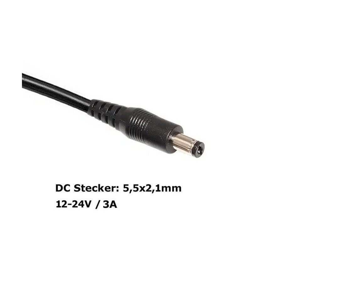 Bolwins R42 1,5m KFZ Auto 12V DC Stecker 3A 5,5X2,1mm Zigarettenanzünder Kabel Netzkabel, Zigarettenanzünder-Stecker (12–24V), Hohlstecker 5,5 × 2,1 mm (150 cm) – Bild 4 von 5