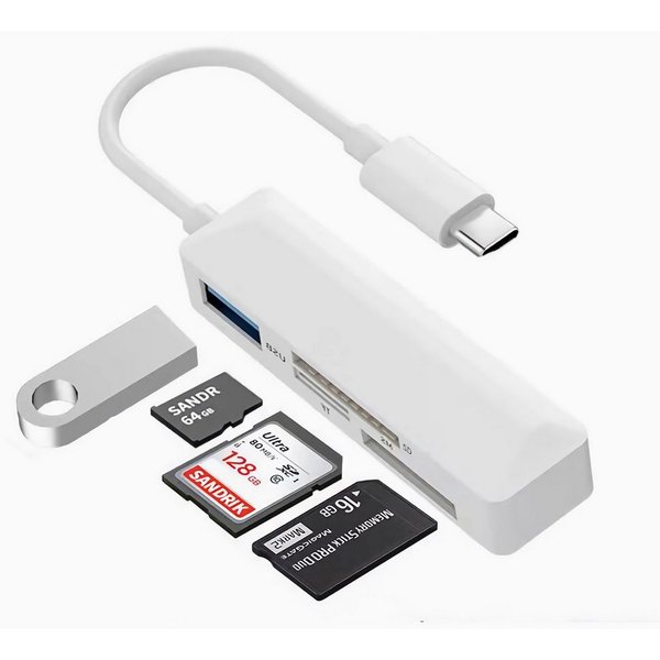 Bolwins Speicherkartenleser M47 USB C zu USB 2.0, SD, MicroSD/TF, MS Kartenleser Adapter PC Laptop, Plug & Play Kartenleser-Funktion Datenübertragung Multifunkt