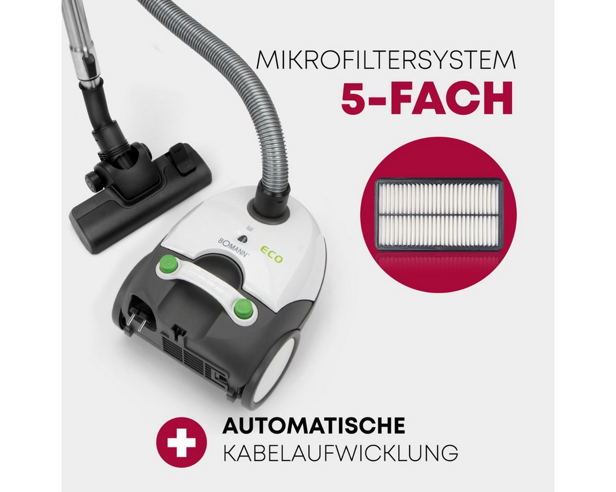BOMANN Bodenstaubsauger BS 9019 CB N, mit 5-fach Mikrofiltersystem, 700 Watt – Bild 2 von 5