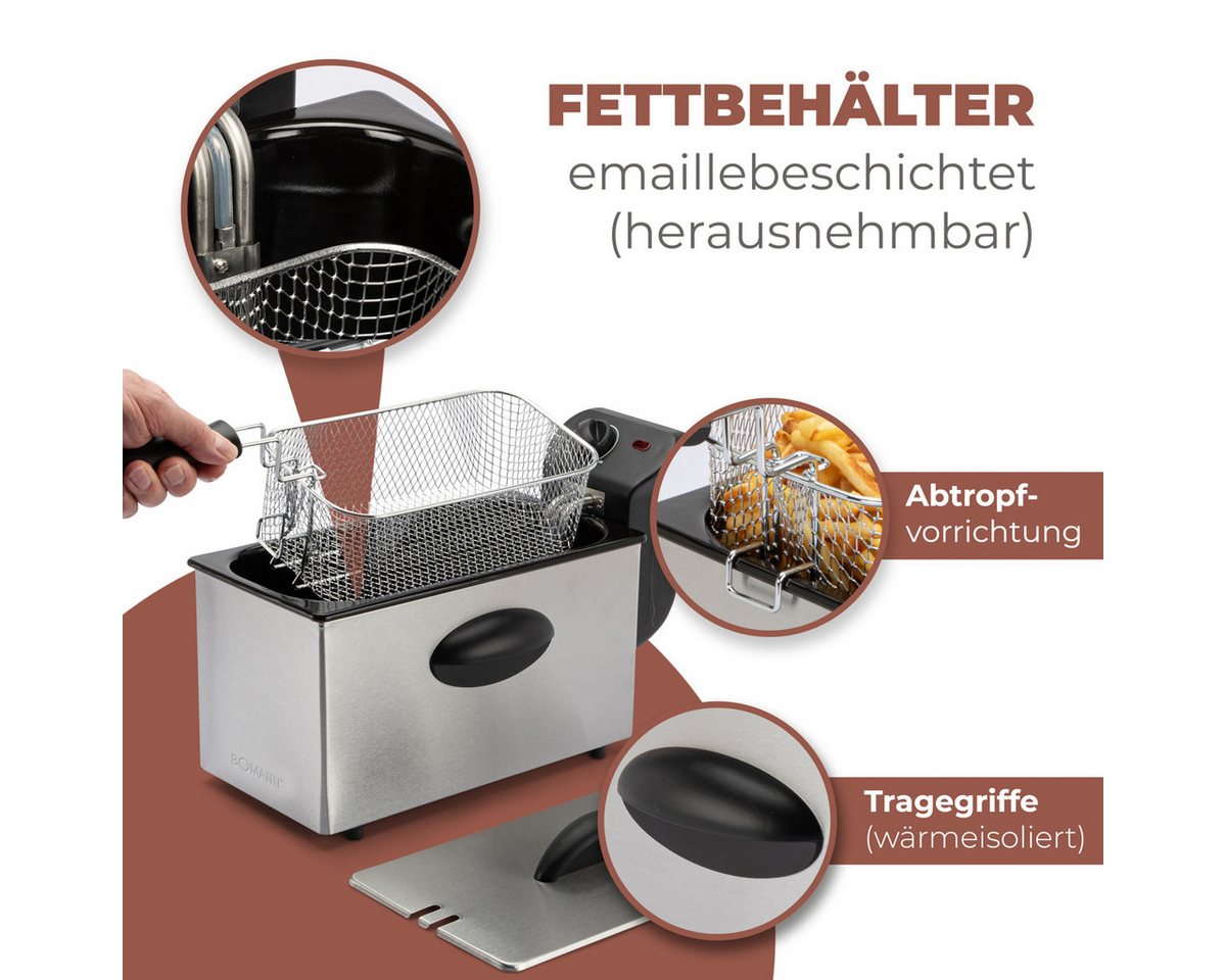 BOMANN Fritteuse FR 2264 CB, 3L Kapazität, Kaltzonentechnik, 2000W – Bild 3 von 5