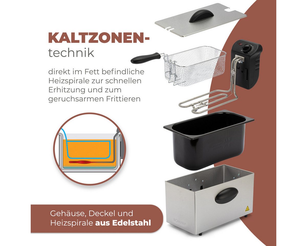 BOMANN Fritteuse FR 2264 CB, 3L Kapazität, Kaltzonentechnik, 2000W – Bild 4 von 5