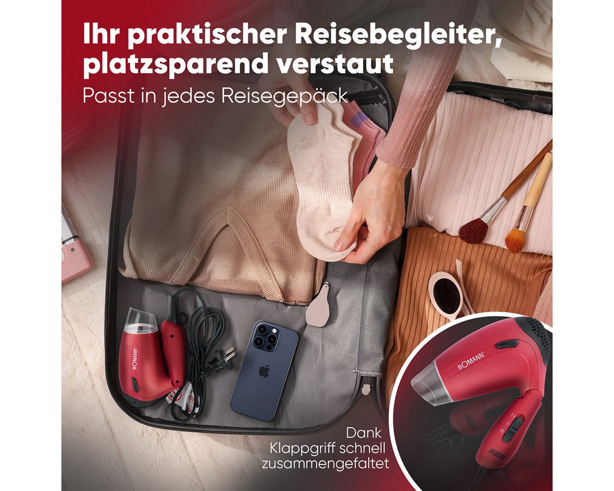 BOMANN Haartrockner HTD 8005 CB, Haartrockner klappbar, 1200W Reisehaartrockner – Bild 2 von 5