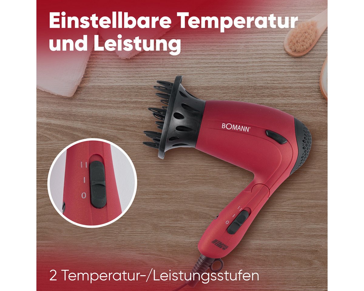 BOMANN Haartrockner HTD 8005 CB, Haartrockner klappbar, 1200W Reisehaartrockner – Bild 4 von 5