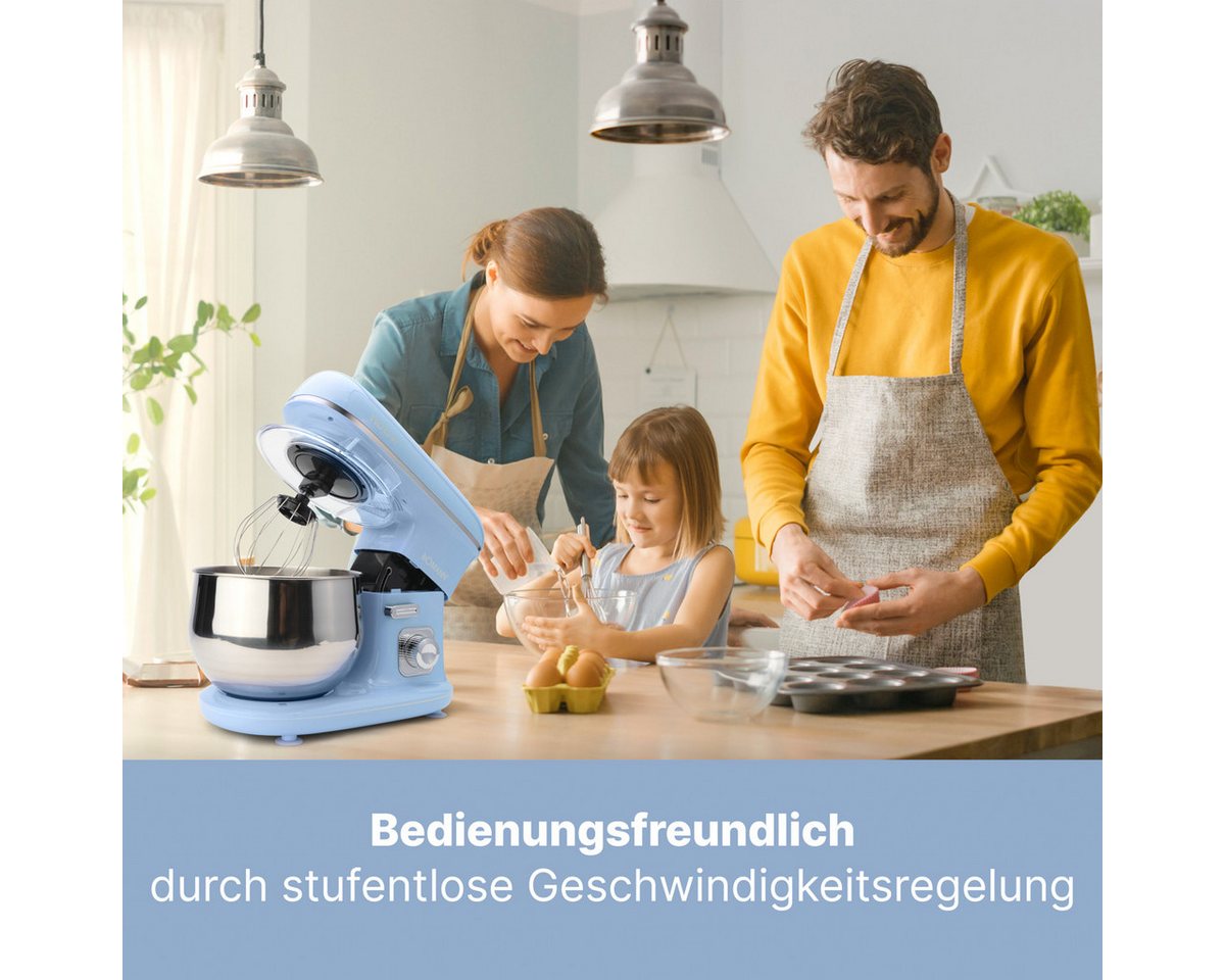BOMANN Küchenmaschine KM 6030 CB blau, Küchenmaschine 1100 Watt, Knetmaschine 5 Liter – Bild 5 von 5