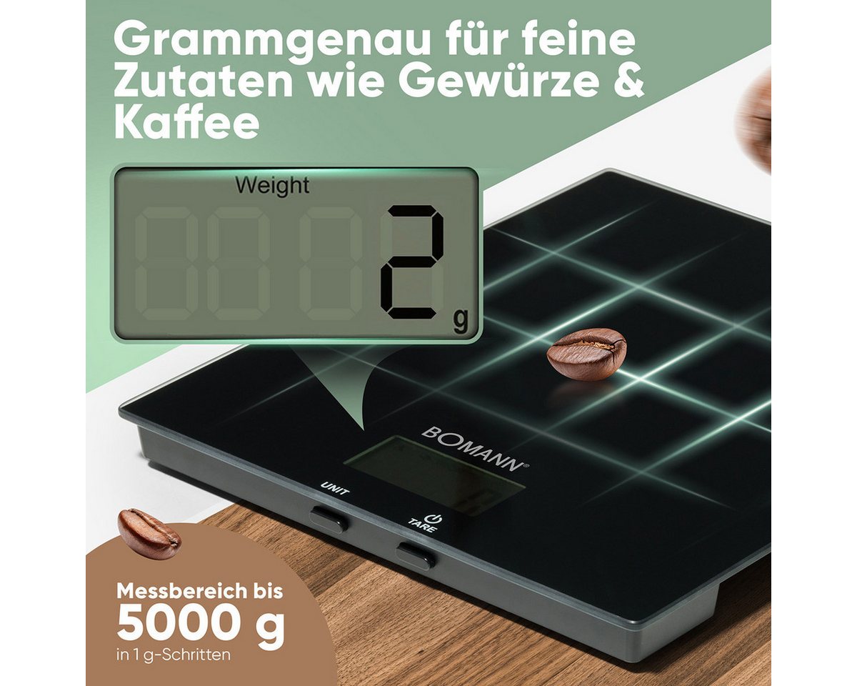 BOMANN Küchenwaage KW 6085 CB, Küchenwaage, 1g Schritte, Zuwiegefunktion – Bild 2 von 5