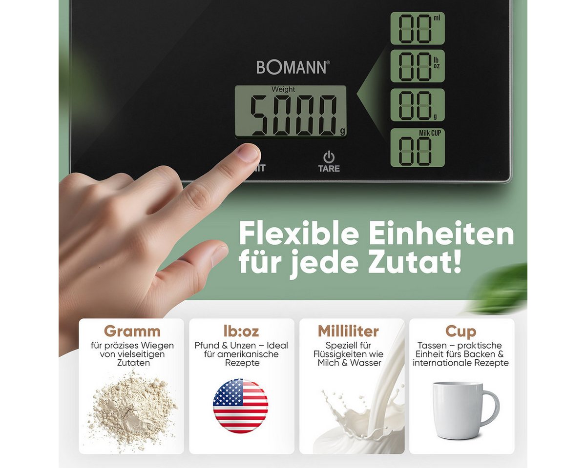 BOMANN Küchenwaage KW 6085 CB, Küchenwaage, 1g Schritte, Zuwiegefunktion – Bild 3 von 5