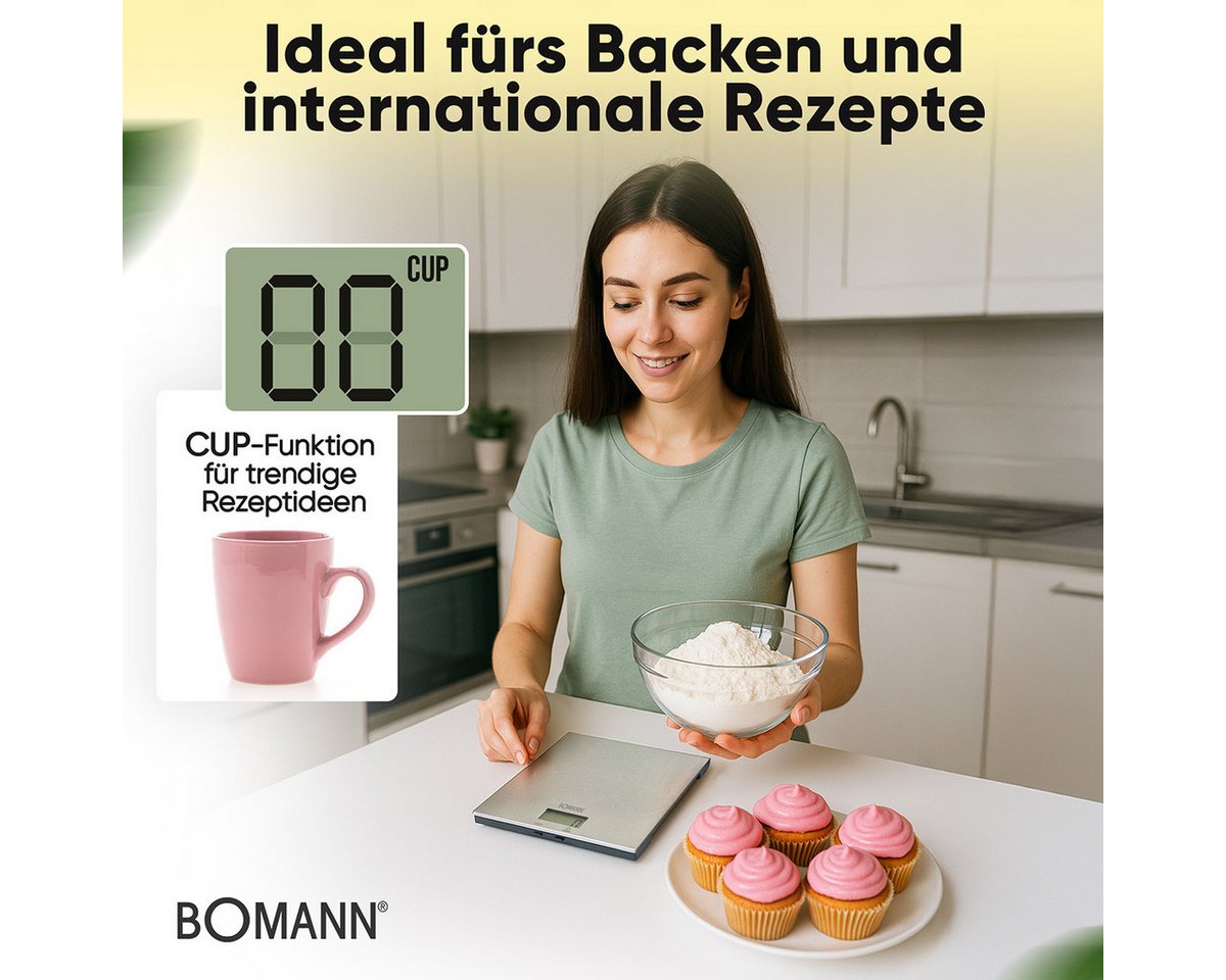BOMANN Küchenwaage KW 6086 CB, Küchenwaage, 1gr. Schritte, Tara Funktion – Bild 3 von 5