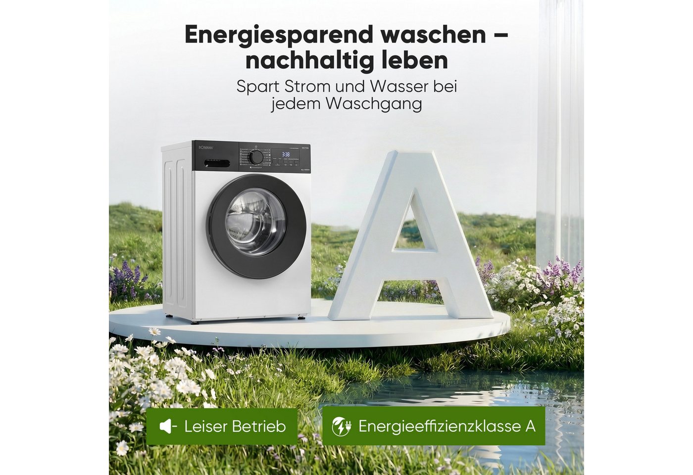 BOMANN Waschmaschine WA 7188, 8 kg, 1400 U/min, 8kg, Invertermotor, 5 Jahre Motor-Garantie – Bild 3 von 5