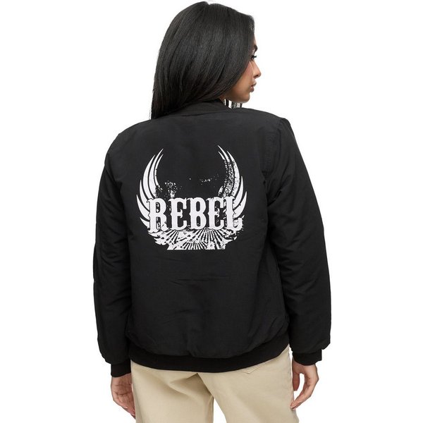 Worldclassca Bomberjacke Worldclassca Bomber Jacke mit REBEL Print Übergangs Freizeit Blouson "REBEL" Print