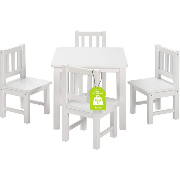 BOMI Kindersitzgruppe Holzsitzgruppe Amy, (Set, 5-tlg., oder 5 tlg. erhältlich), Kindertischgruppe, Tisch & Stühle Kinderzimmer, als Spiel- & Maltisch