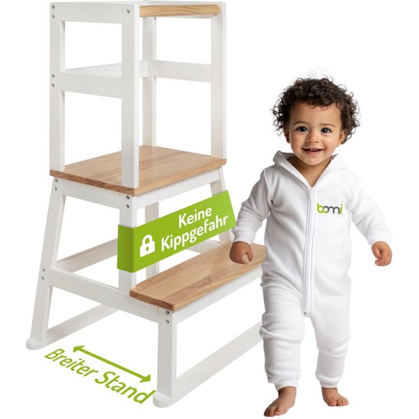 BOMI Stehhilfe Montessori Lernturm Swubi (sicherer Tritthocker, Lernturm für Kinder, 1 St), Montessori Kinder Schemel Kinderhocker aus Holz