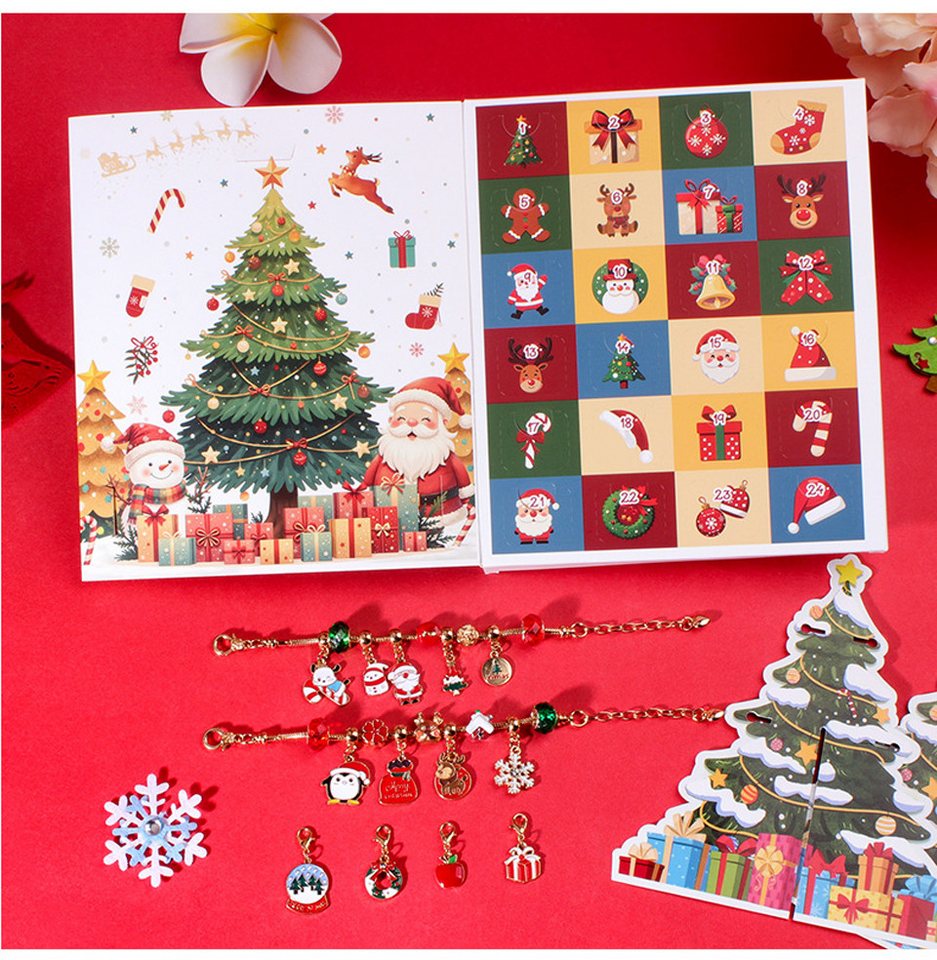 Bomiclss Adventskalender 2026 Kinder Mädchen, Weihnachtskalender Schmuck Basteln, Mädchen WeihnachtenGeschenke, 24 Basteln Charms Armbänder – Bild 5 von 5