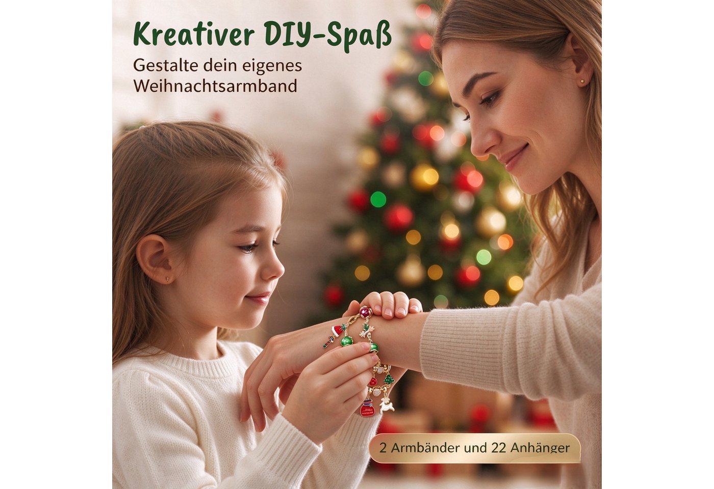Bomiclss Adventskalender 2026 Kinder Mädchen, Weihnachtskalender Schmuck Basteln, Mädchen WeihnachtenGeschenke, 24 Basteln Charms Armbänder – Bild 2 von 5