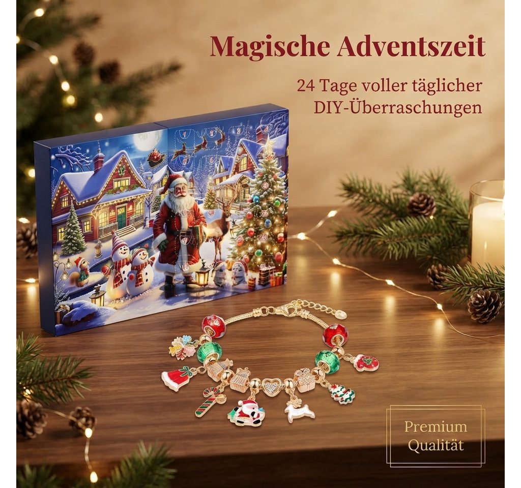 Bomiclss Adventskalender 2026 Kinder Mädchen, Weihnachtskalender Schmuck Basteln, Mädchen WeihnachtenGeschenke, 24 Basteln Charms Armbänder – Bild 3 von 5