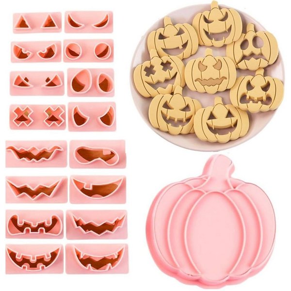 Bomiclss Ausstechform Halloween-Ausstechformen-Set, 10 Stück, 3D-Kunststoff, drückbar, (10-St), Kürbiskopf, Keksausstecher, Set für Halloween-Partyzubehör