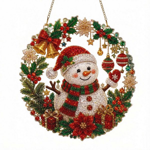 Bomiclss Dekohänger 2D-Flacher Weihnachts-Diamantkunst-Sonnenfänger-Ornament