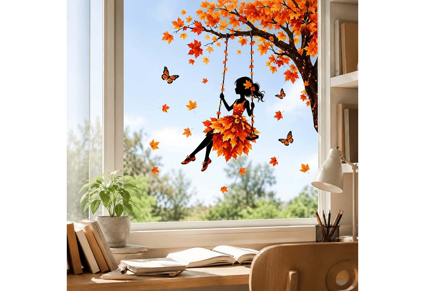 Bomiclss Fensterbild Fensterbild wiederverwendbare Fensterbilder Halloween Herbstlicher – Bild 2 von 5