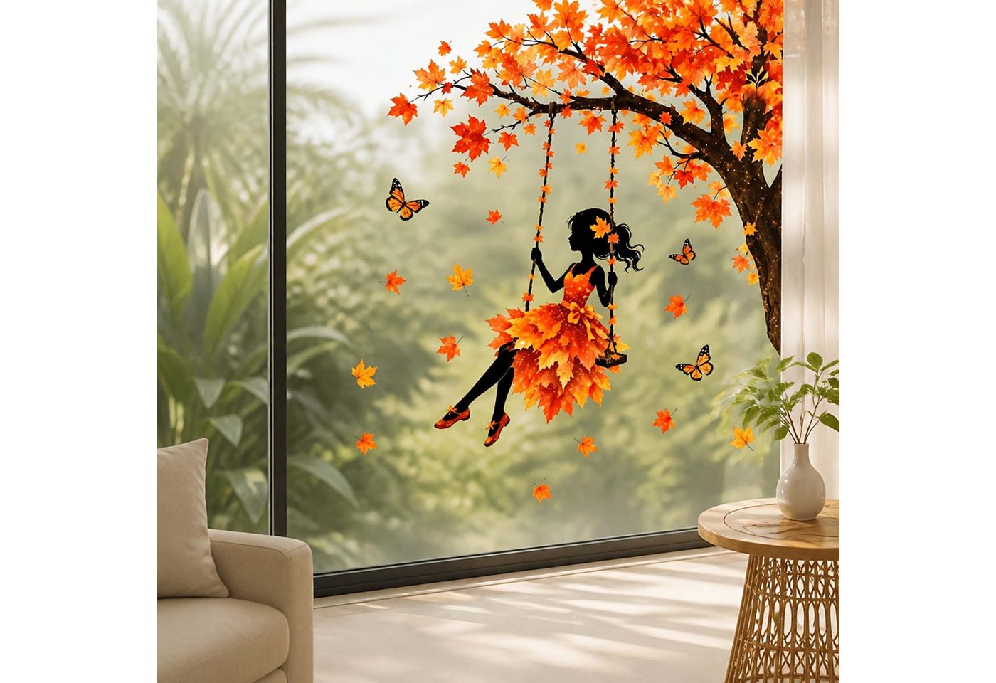 Bomiclss Fensterbild Fensterbild wiederverwendbare Fensterbilder Halloween Herbstlicher – Bild 4 von 5