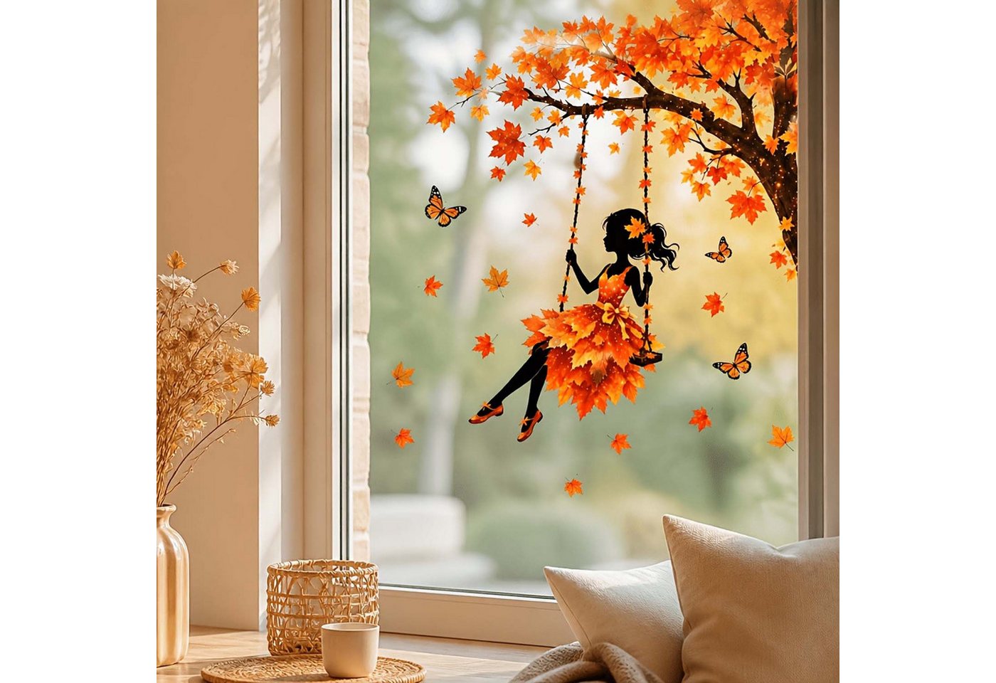 Bomiclss Fensterbild Fensterbild wiederverwendbare Fensterbilder Halloween Herbstlicher – Bild 5 von 5