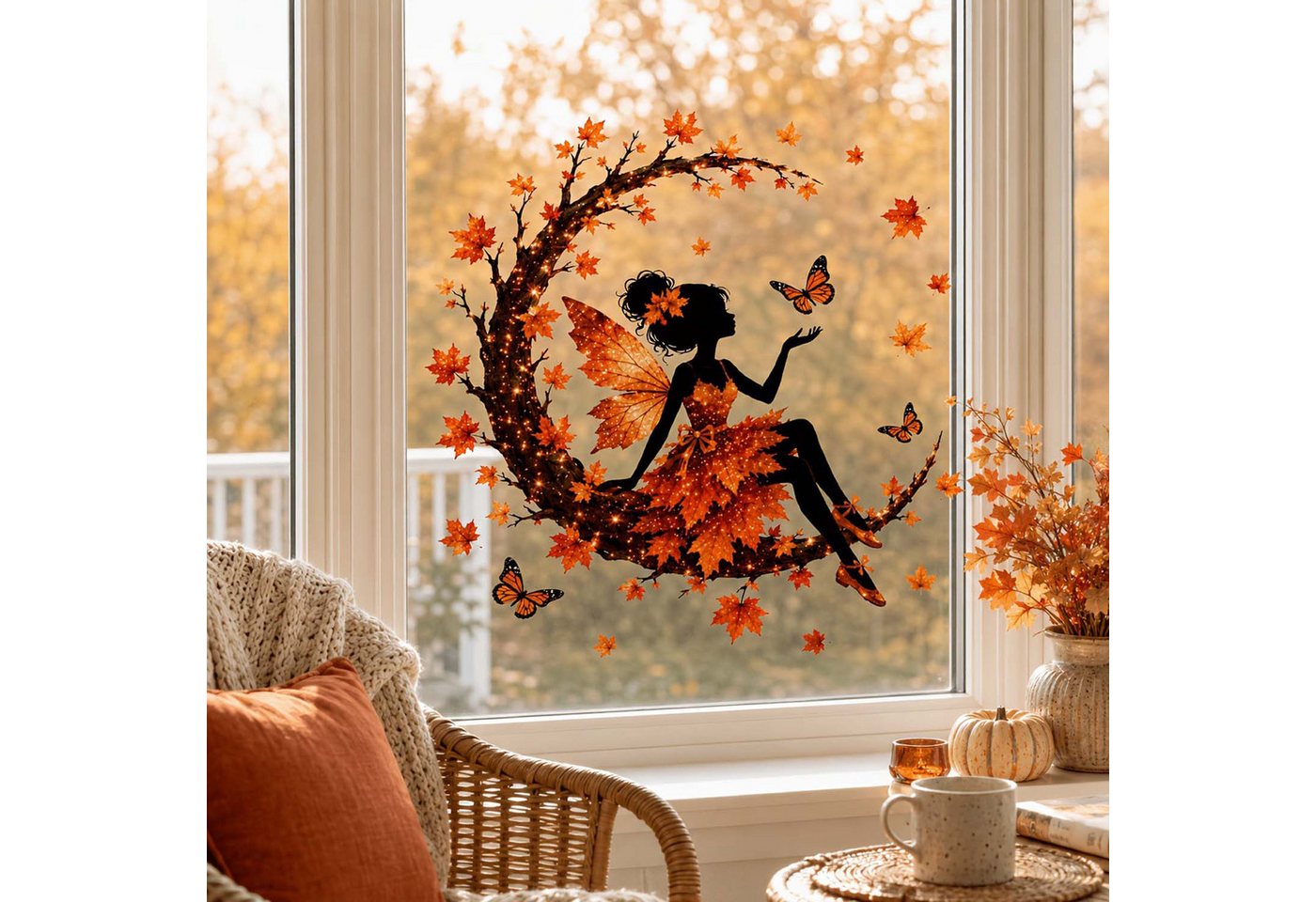 Bomiclss Fensterbild Fensterbild wiederverwendbare Fensterbilder Halloween Herbstlicher – Bild 2 von 5