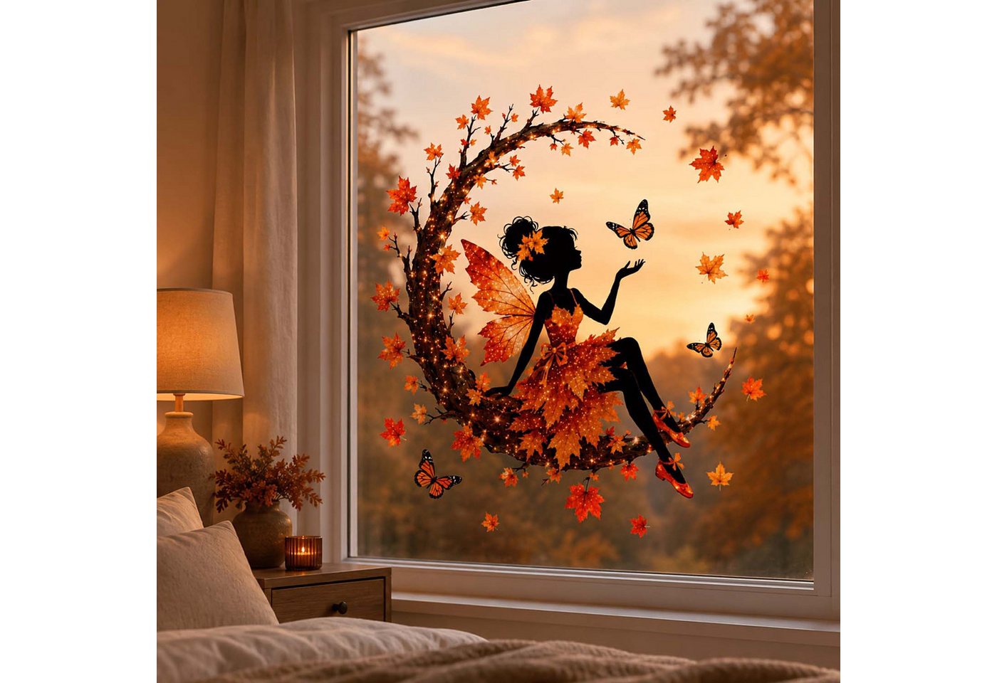 Bomiclss Fensterbild Fensterbild wiederverwendbare Fensterbilder Halloween Herbstlicher – Bild 3 von 5