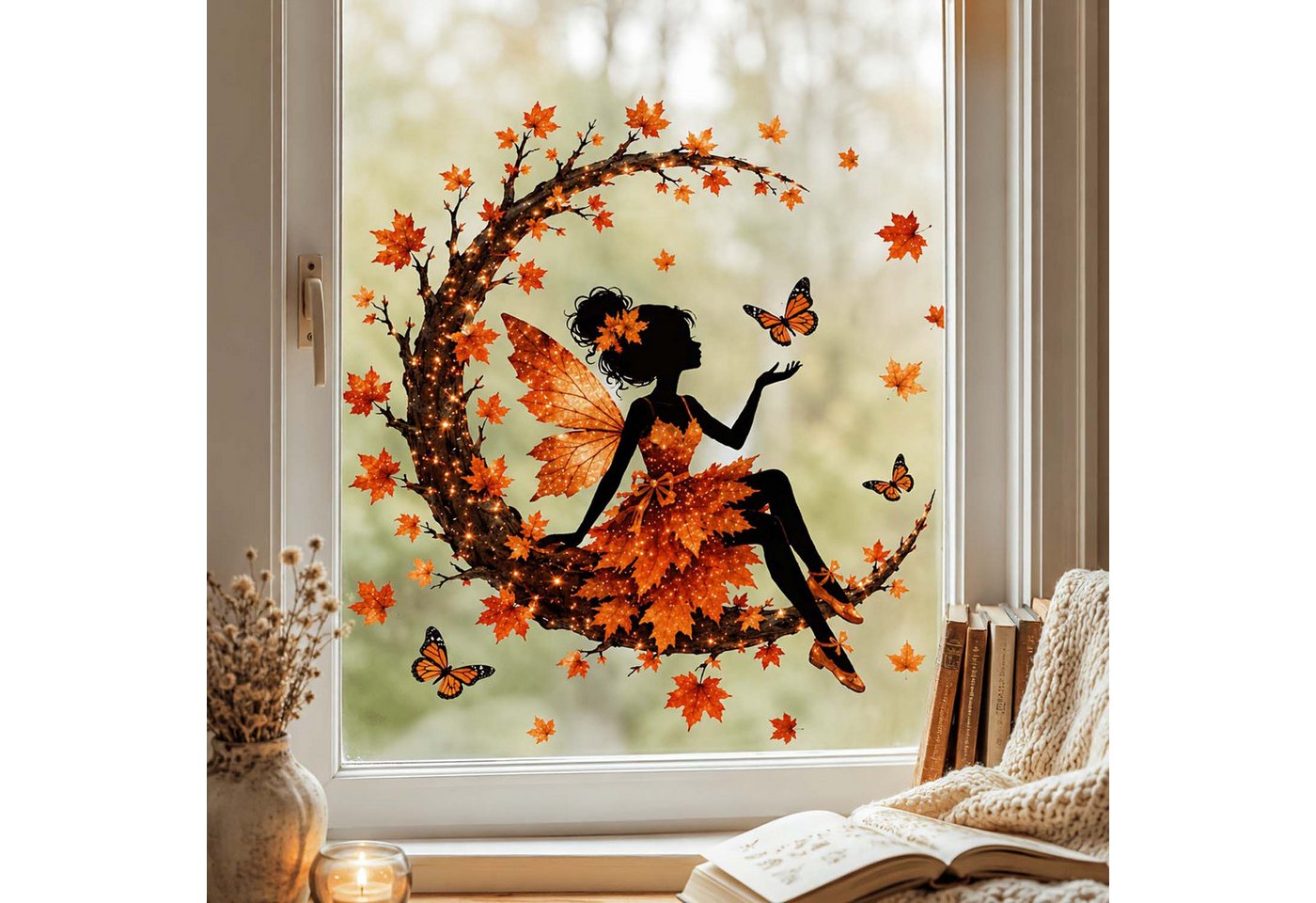 Bomiclss Fensterbild Fensterbild wiederverwendbare Fensterbilder Halloween Herbstlicher – Bild 4 von 5