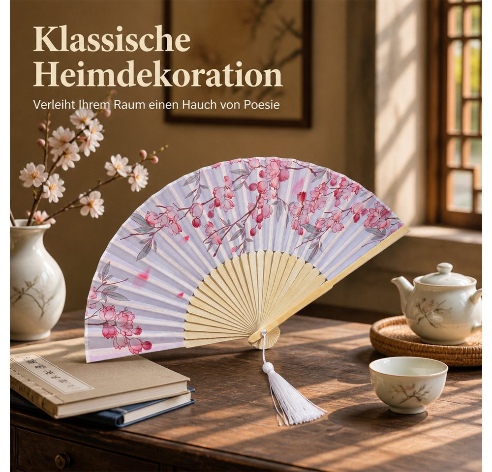 Bomiclss Handfächer Faltbare Fächer, Handfächer, Bambusfächer mit Quaste für Tanzen, (1-tlg), Cosplay, Hochzeit, Party, Requisiten-Dekoration – Bild 3 von 5