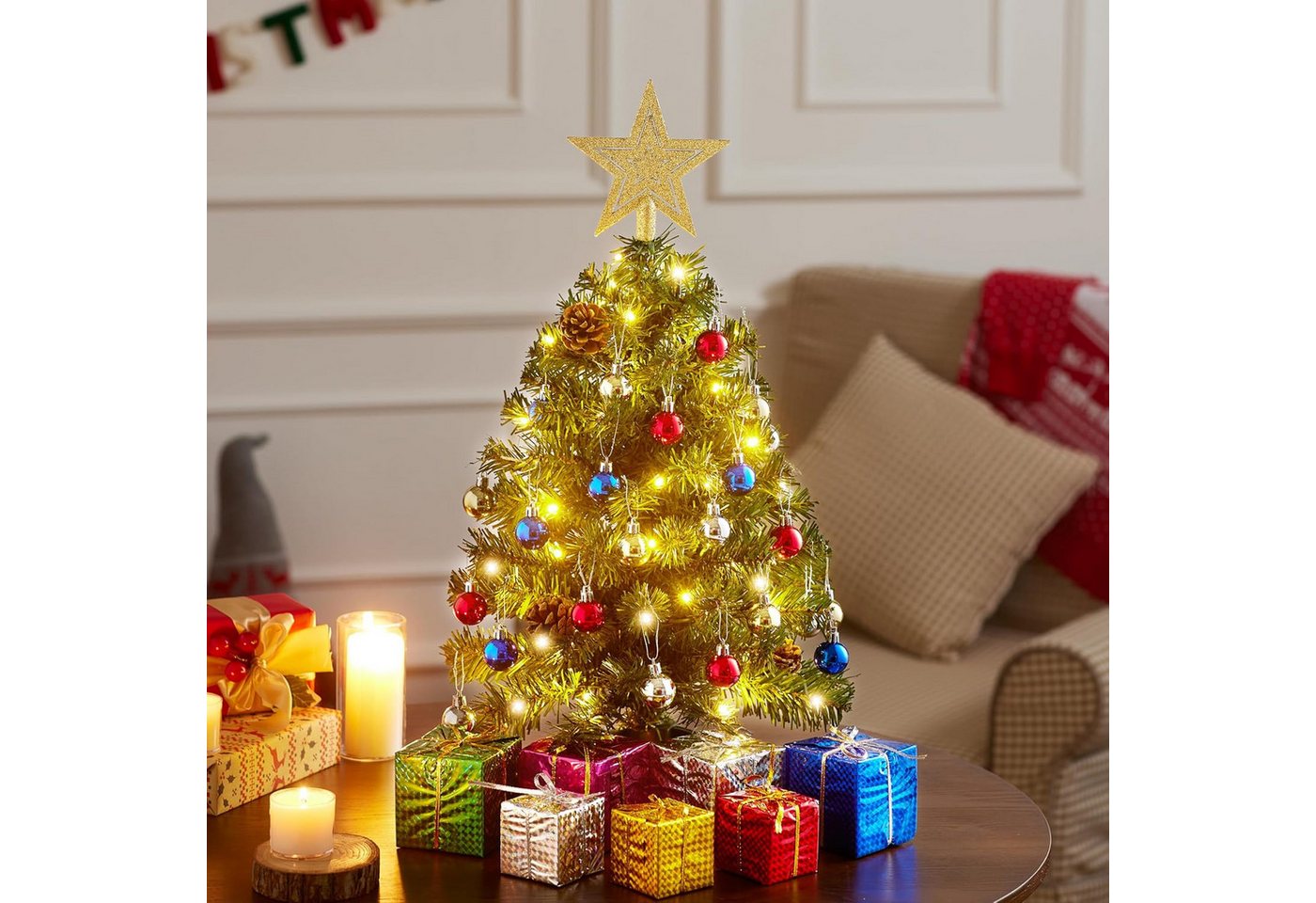 Bomiclss Künstlicher Weihnachtsbaum 45cm Mini Weihnachtsbaum,künstlich Weihnachtsbaum, für Festtagsdekoration, indoor outdoor geeignet für Tisch Partydécor – Bild 5 von 5